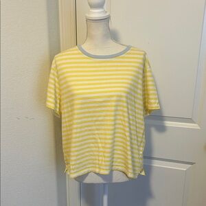 Yellow & White Striped Short Sleeve Tee